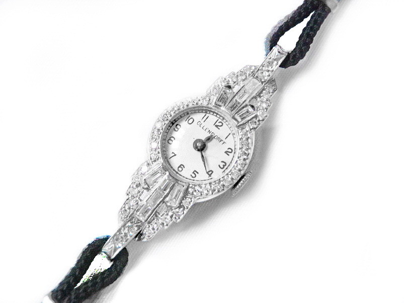 Ladies Art Deco Platinum 1.25 ct Diamonds Ollendorff Watch