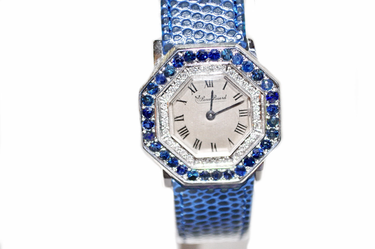 Lucien Piccard Wristwatch 14k Sapphire Diamond Ladies Watch