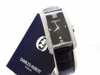 NOS Charles Hubert Paris Long Tonneau Crystal Watch