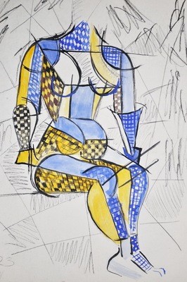 1923 Russian Avante-Gard Constructivism Watercolor Sg'd Dated