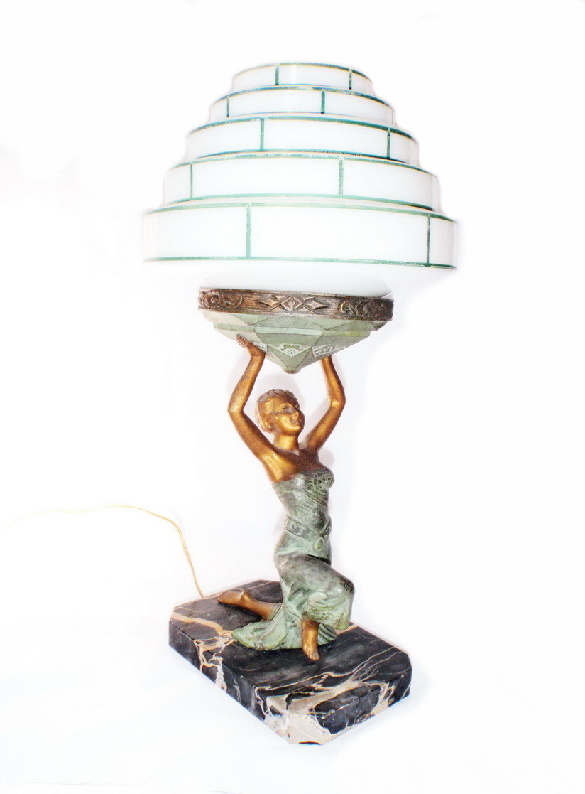 Art Deco Egyptian Revival Lady Lamp Wedding Cake Lamp Shade