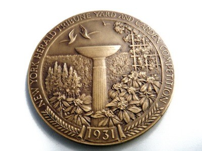 1931 Art Deco New York Herald Tribune Garden Competition Bronze Medal Sg'd