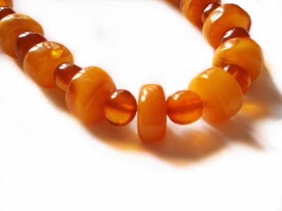 Art Deco Baltic Egg Yolk Amber Bead 18 Inch Necklace