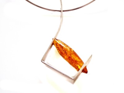 Modernist Butterscotch Baltic Amber Pendant Wearable Art
