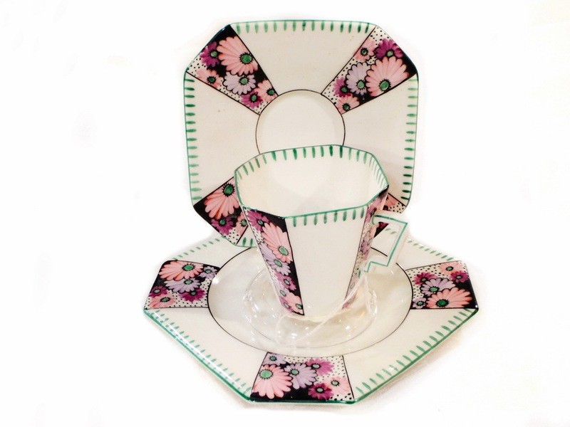 Windsor China Art Deco Luncheon Set - Cup, Saucer and Plate 