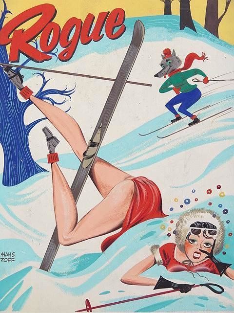 Rogue Magazine Sexy Skier by Hans Zoff Original Painting Cover Art