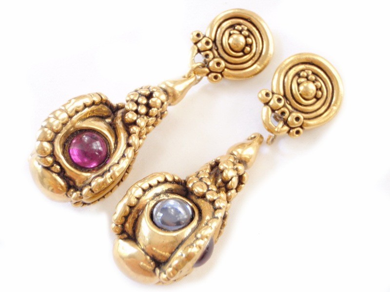 Funky 1980s Vintage Disco Queen Earrings, Beaded, Glass, Runway Cool