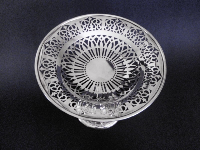 Pierced Silver Tazza Compote Tray