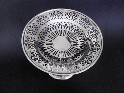 Pierced Silver Tazza Compote Tray