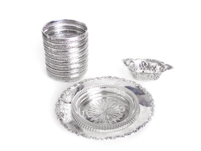 10 pcs Birks Sterling 8 Coasters Open Nut Dish Cut Crystal