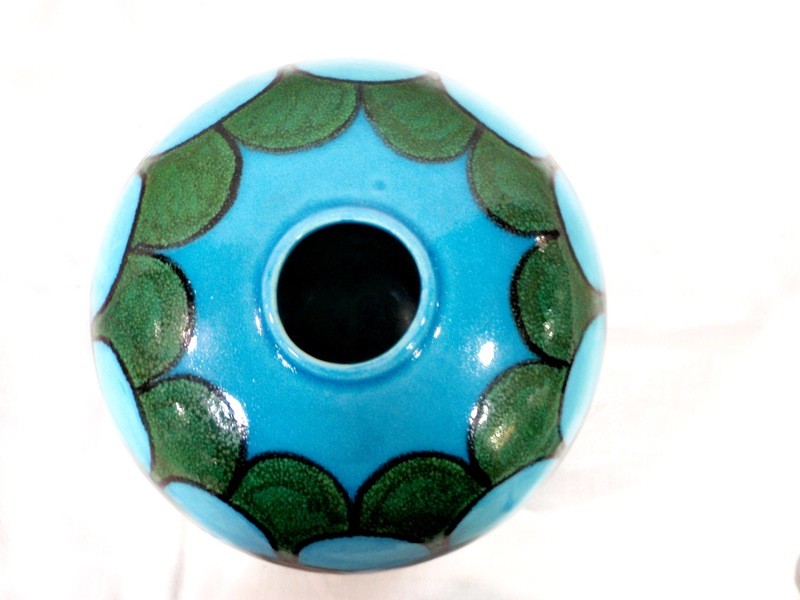 RARE Mid Century Blue and Green Pottery Display