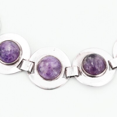 Modernist Mexican Silver Amethyst Trio - 3 pc set 