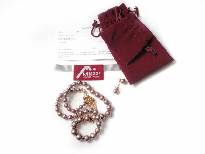 Bronze Mallorca Pearl Necklace and Earrings 