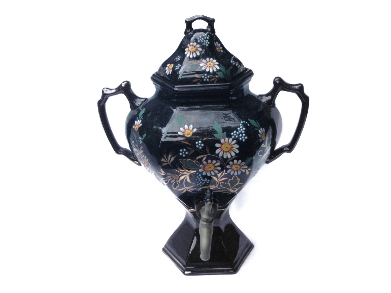 Antique Stoneware Hand Painted Water Dispenser