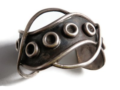 Mexican Silver Oxidized Open Metalwork Bracelet