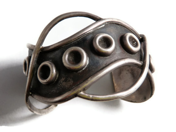 Mexican Silver Oxidized Open Metalwork Bracelet
