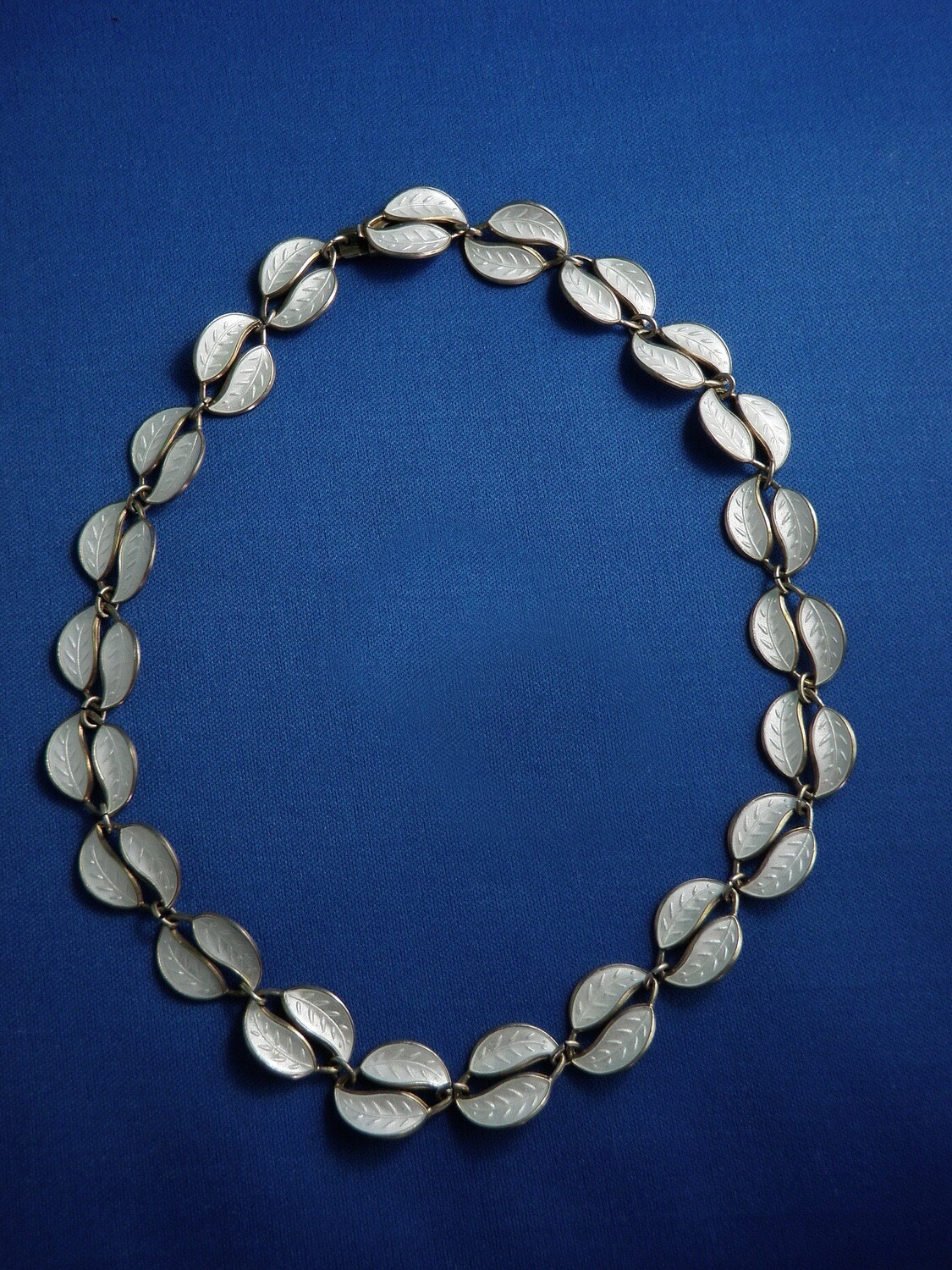 David Andersen Guilloche Double Leaf Necklace and Clip Earrings