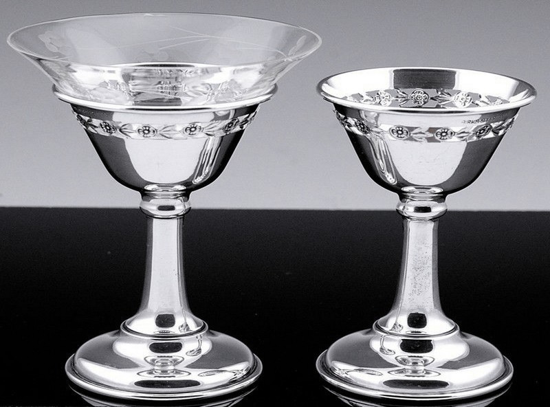 Birks sterling silver and cut crystal champagne coupe's