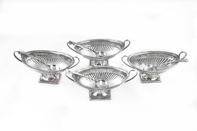4 Sheffield England 1896 Silver Georgian Urn Open Salters Spoons