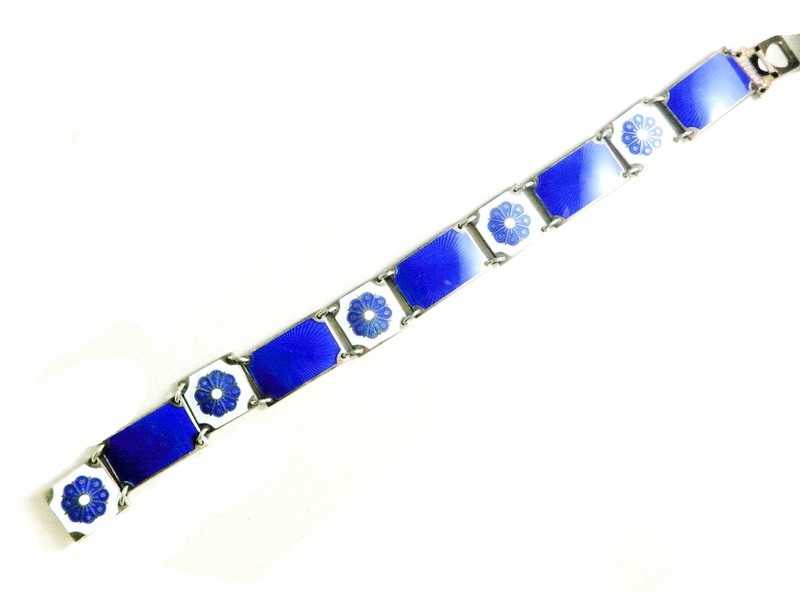 David Andersen Sterling Intricate Guilloche Enamel Link Bracelet