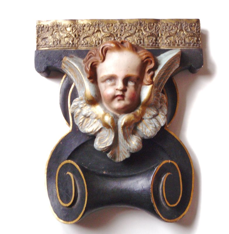 Antique Cherub Angel Church Panel Bronze Accent