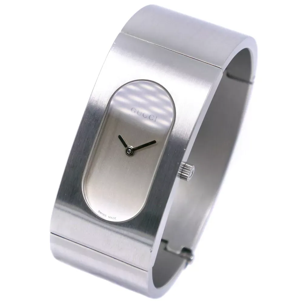 Vtg GUCCI 2400L White Dial Cuff Bracelet Ladies Watch