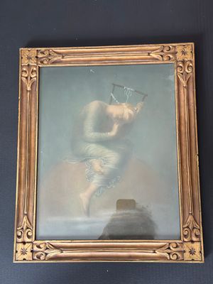 Arts &amp; Crafts Newcomb Macklin Gilt Gesso Picture Art Frame with George Frederic Watts Hope Print