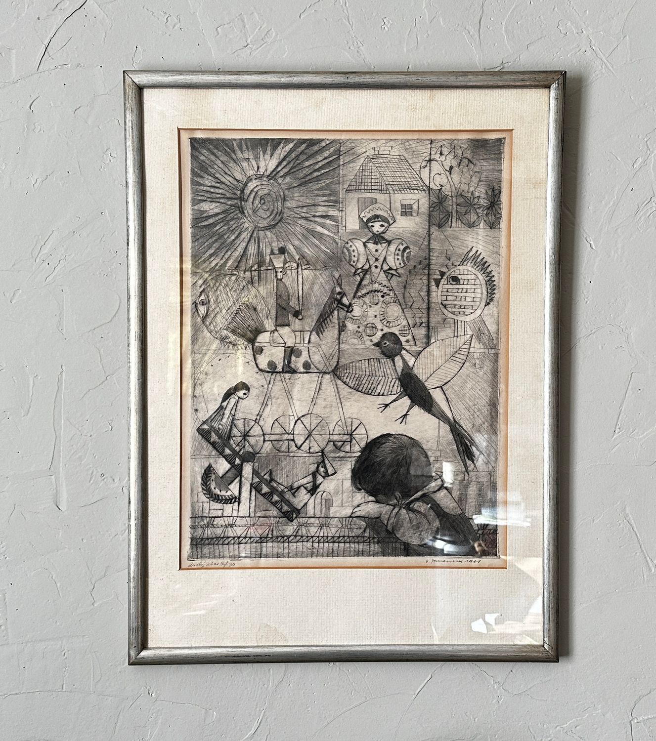MCM Fantasy Dreamscape Abstract Drypoint Wall Art Sgd Emilie Tomanova