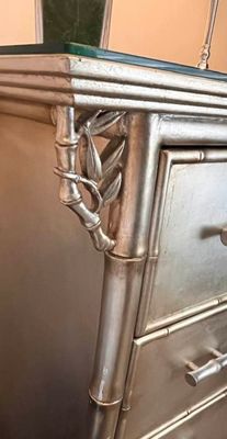 VTG Asian Inspired Metallic Silver Storage Cabinet and Dresser