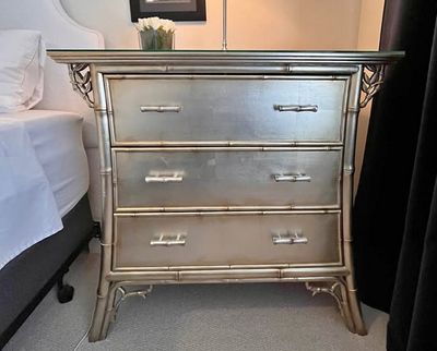 VTG Asian Inspired Metallic Silver Storage Cabinet and Dresser