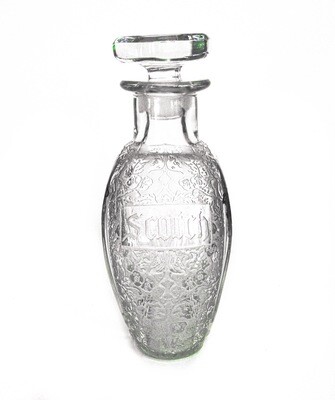 Art Nouveau to Deco Silver Overlay Scotch Decanter Bottle
