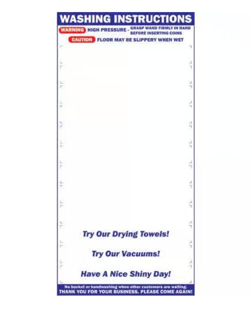 CW Bay Sign 12 Position Lexan Instruction Menu (Strips Sold Separately)