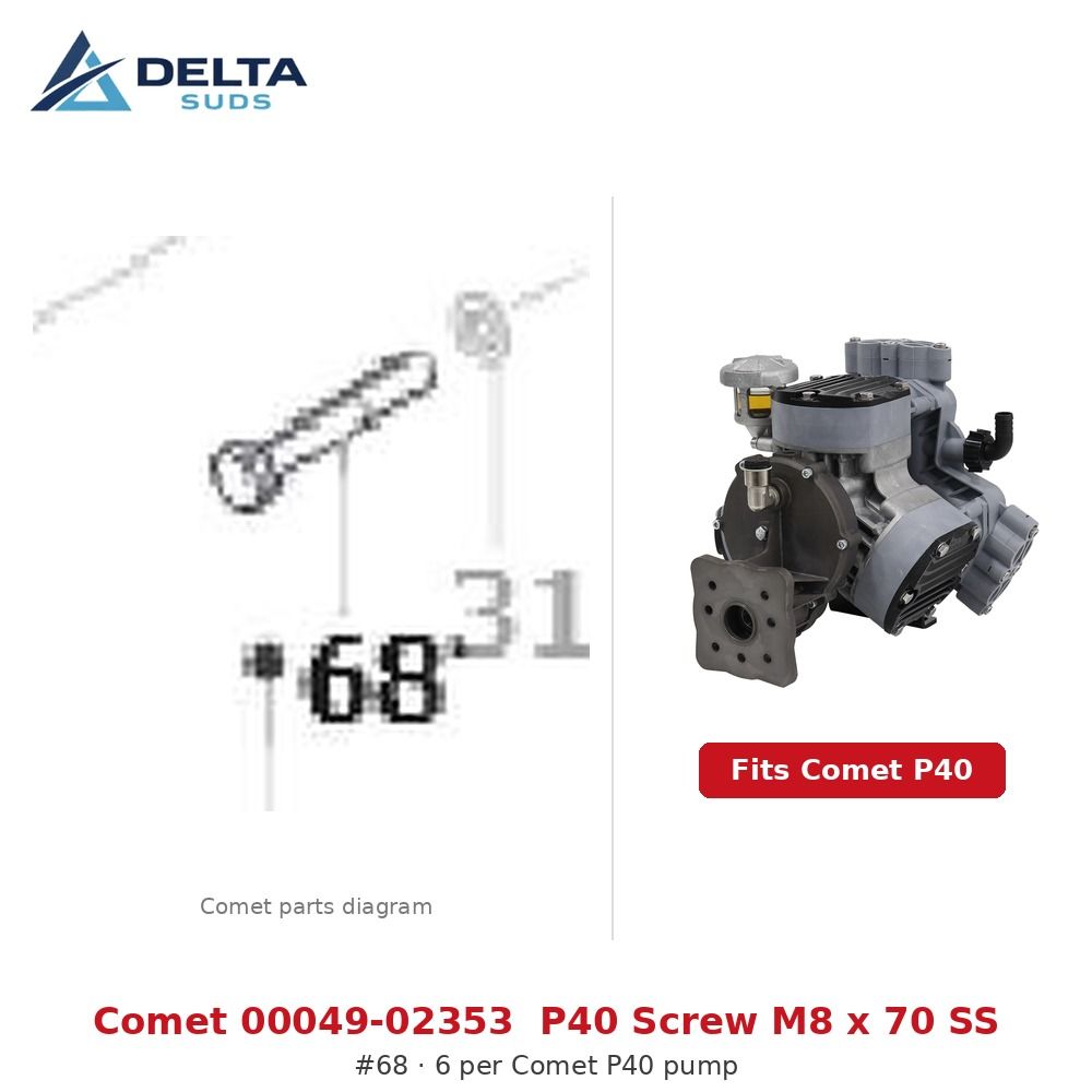 Comet P40 | [68] Screw M8x70 SS (00049-02353)