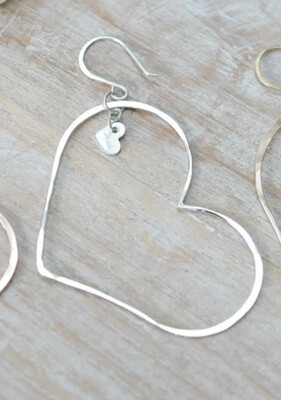 Heart Hoop Earring - LG SILVER