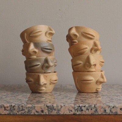 Atzompa Copitas - Mezcal Cups with Face made in Oaxaca