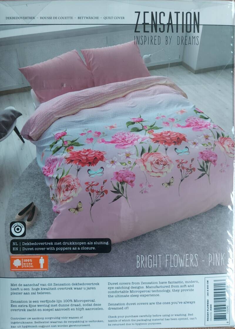 Dekbedovertrek Zensation Bright Flowers pink 1-persoons