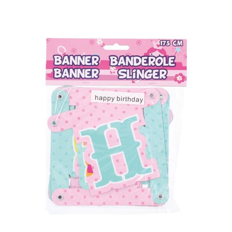 Slinger Happy Birthday Roze 175cm