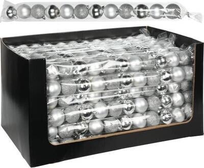 Kerstballen zilver in koker 12 stuks 50mm