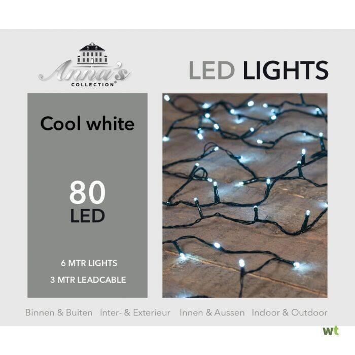 Kerstverlichting Led outdoor 80L 6m Cool white in- en outdoor inclusief trafo