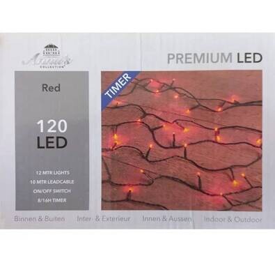 Kerstverlichting LED verlichting 120L/12M Led rood binnen &amp; buiten Trafo met timer