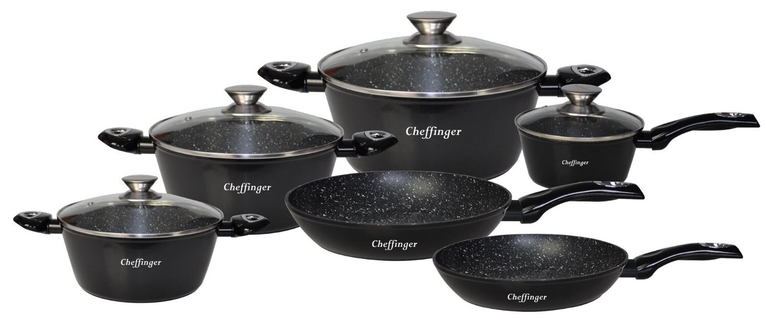 Pannenset - Cheffinger - CF-FA1010 - zilver-zwart