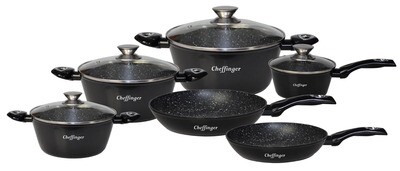 Pannenset - Cheffinger - CF-FA1010 - zilver-zwart