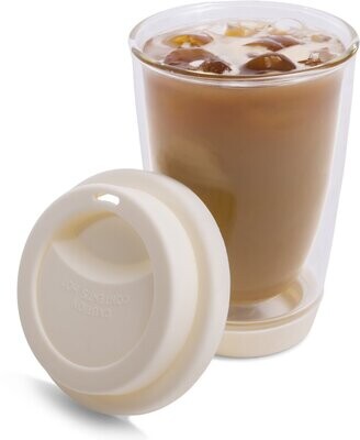 Beansome Dubbelwandig koffie-theeglas To go 350ml met siliconen deksel en drinkopening.