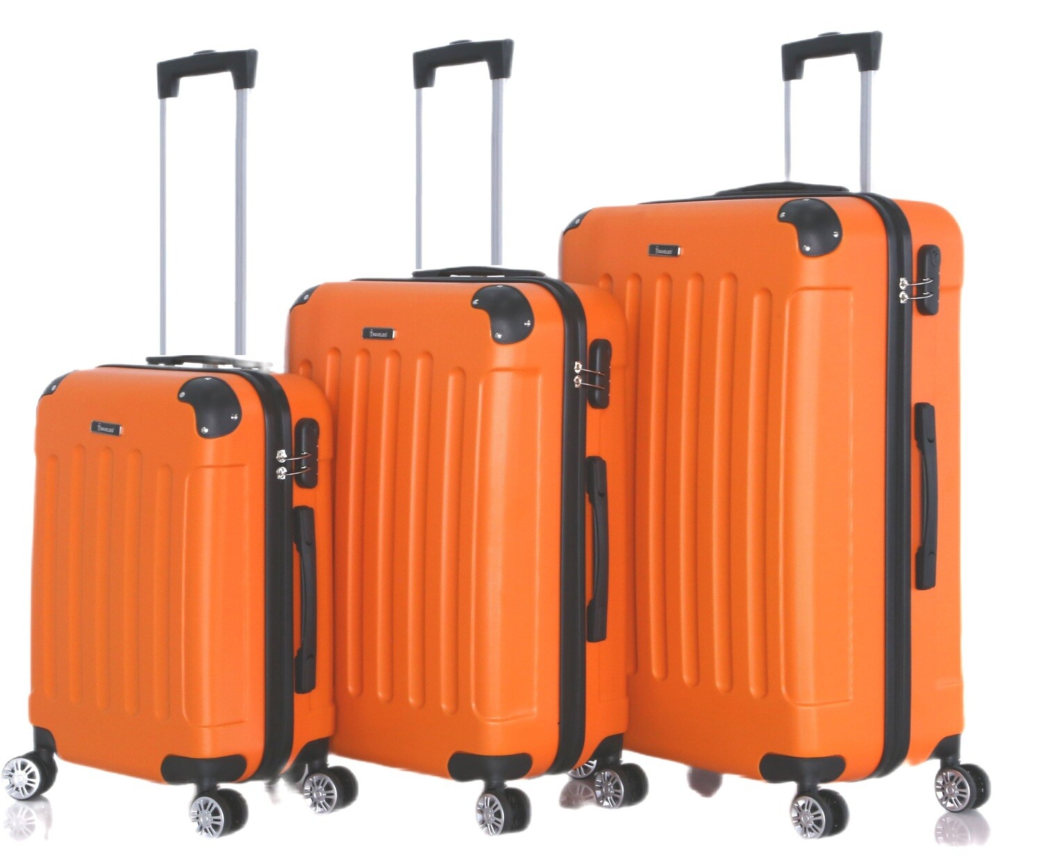 Kofferset Traveleo BABIJ 3-delig - Complete Set - Koffer - Handbagage 35L + 65L en 90L Ruimbagage - ABS01 Oranje