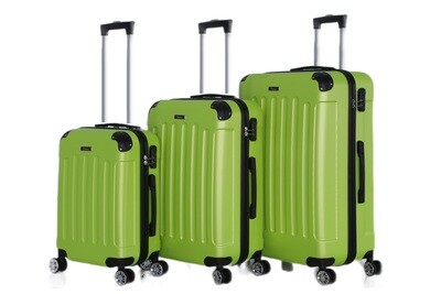 Kofferset Traveleo BABIJ 3-delig  - Complete Set - Koffer - Handbagage 35L + 65L en 90L Ruimbagage - ABS01 LichtGroen