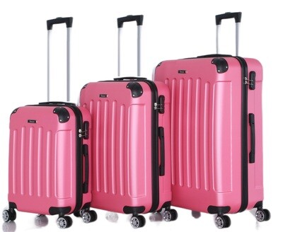 Kofferset Traveleo BABIJ 3-delig - 3-delig - Complete Set - Koffer - Handbagage 35L + 65L en 90L Ruimbagage - ABS01 Roze