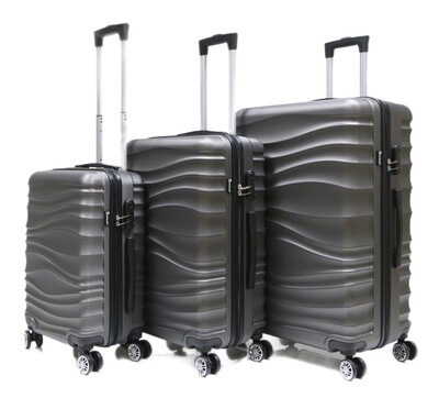 Kofferset Traveleo BABIJ - 3-delig - Complete Set - Koffer - Handbagage 35L + 65L en 90L Ruimbagage - ABS04 Grijs