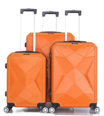 Kofferset Traveleo BABIJ - 3-delig - Complete Set - Koffer - Handbagage 35L + 65L en 90L Ruimbagage - ABS03 Oranje
