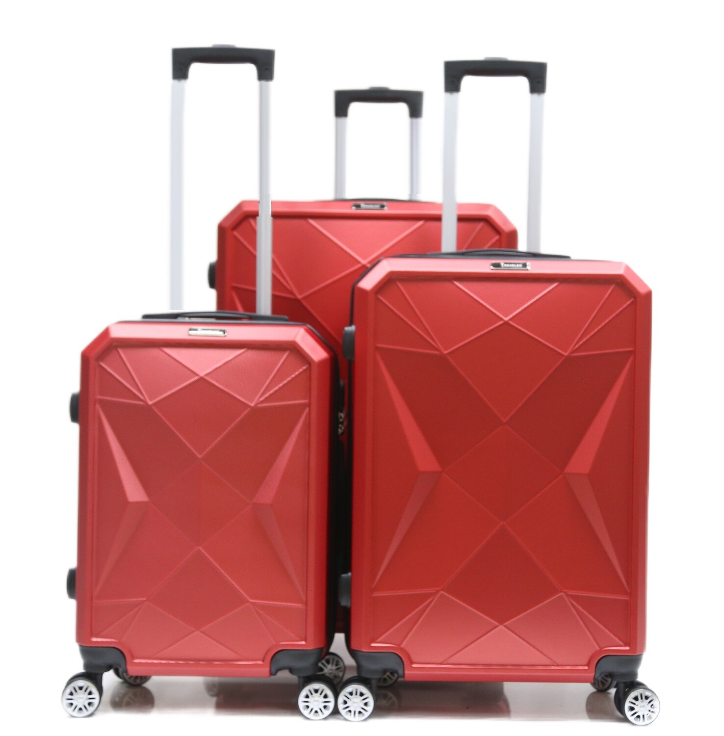 Kofferset Traveleo BABIJ - 3-delig - Complete Set - Koffer - Handbagage 35L + 65L en 90L Ruimbagage - ABS03 Rood