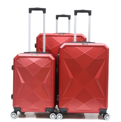 Kofferset Traveleo BABIJ - 3-delig - Complete Set - Koffer - Handbagage 35L + 65L en 90L Ruimbagage - ABS03 Rood